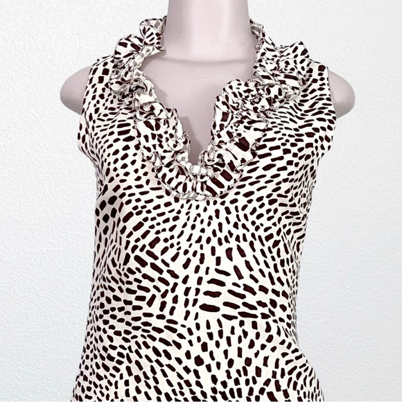 Vintage Linen Animal Print Mobwife Ruffled Kate Spade Classic Sheath Dress SZ XS - Picture 4 of 10